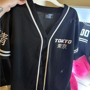 Black Tokyo Baseball Jersey Button up
